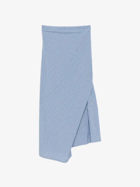 6397 gingham-check asymmetric wrap skirt