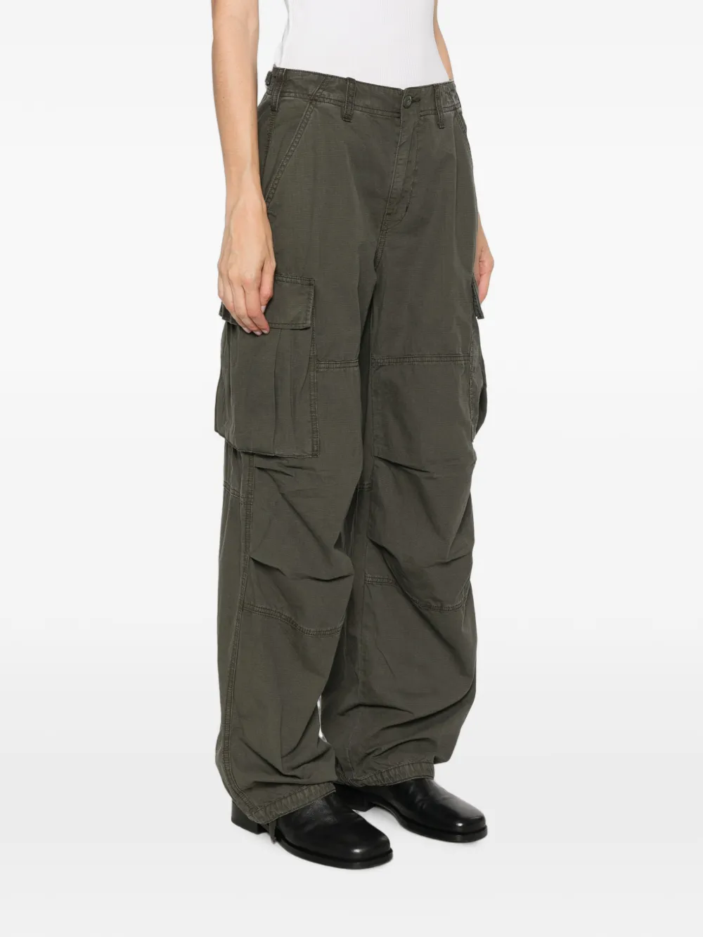 6397 Cargo broek met ripstop-textuur Groen