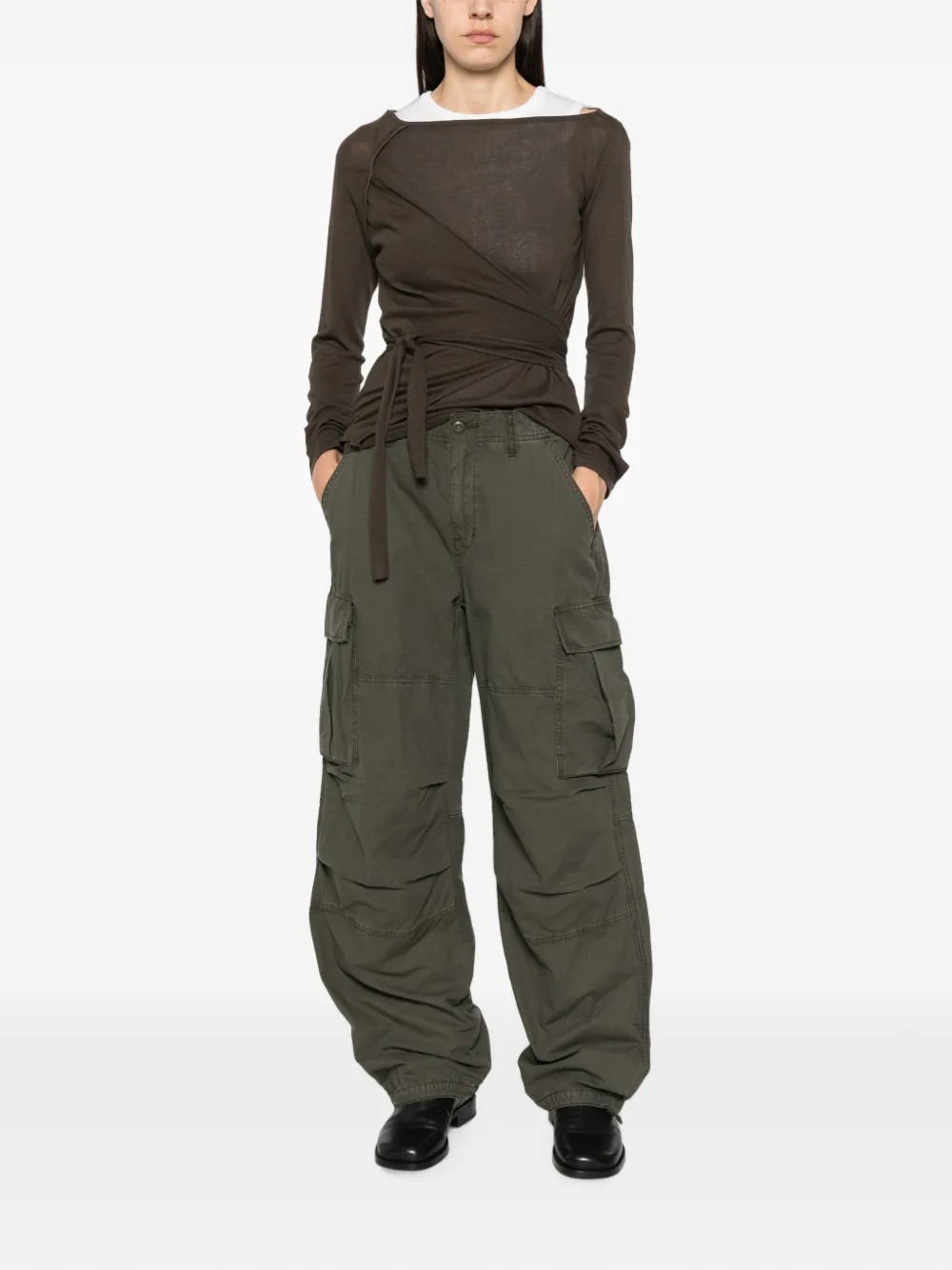 6397 Cargo broek met ripstop-textuur Groen
