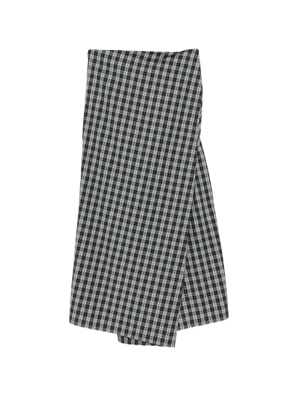 6397 check-pattern asymmetric wrap skirt - Grigio