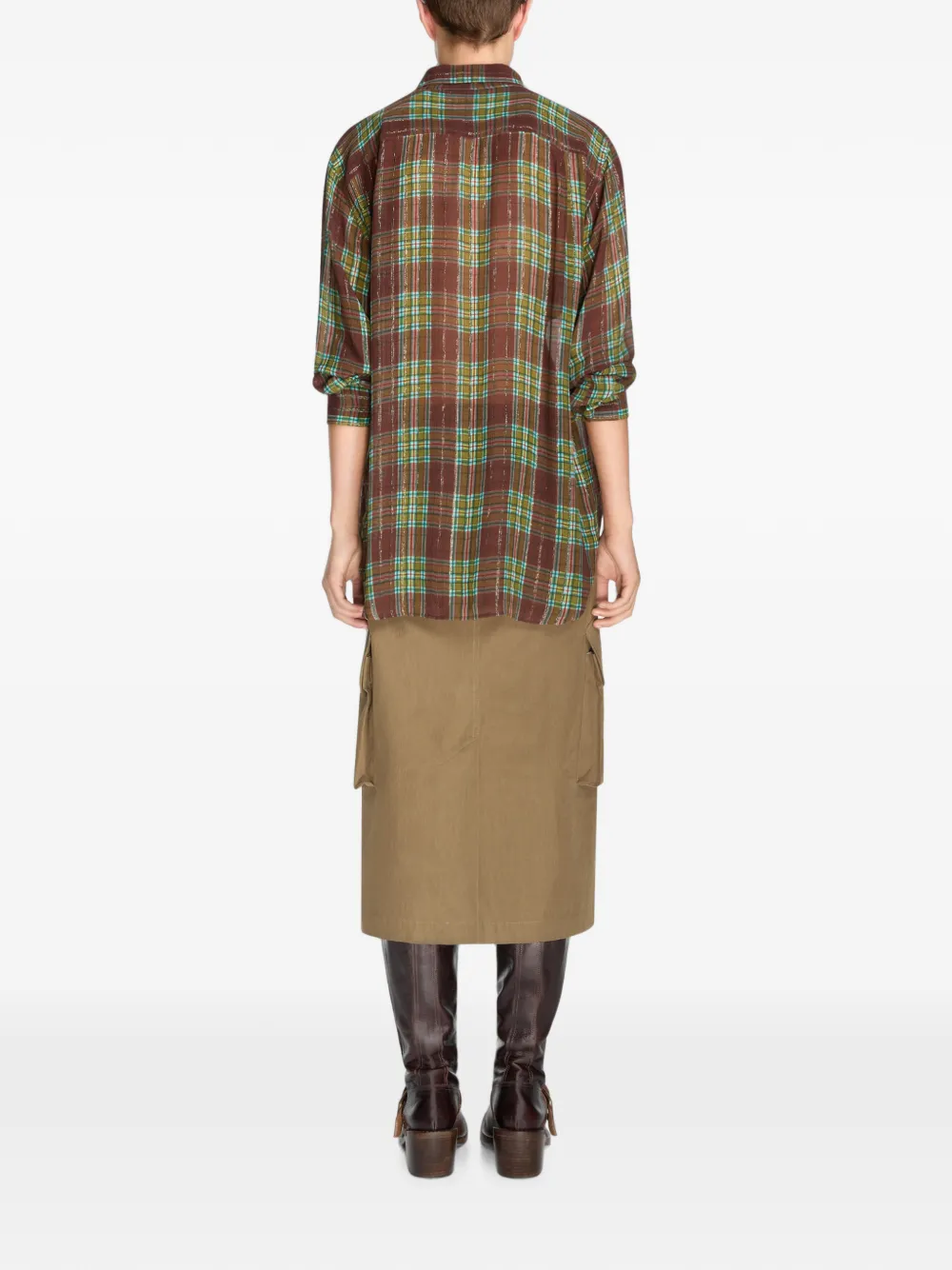 DRIES VAN NOTEN loose lurex shirt Rood