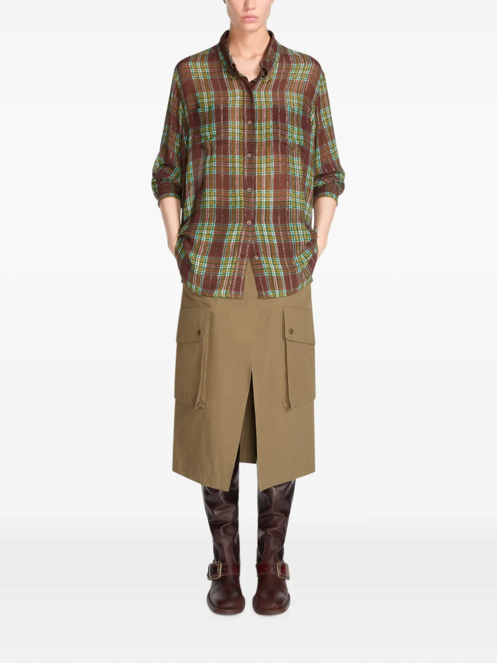 DRIES VAN NOTEN loose lurex shirt Rood