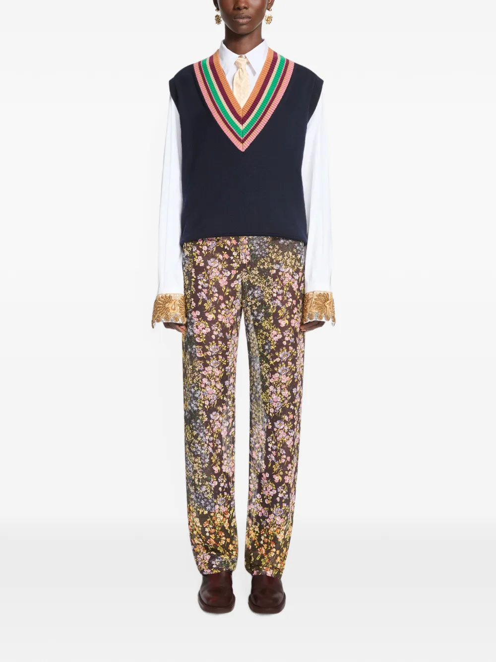Dries Van Noten Elasticated Jacquard Pants In Multi
