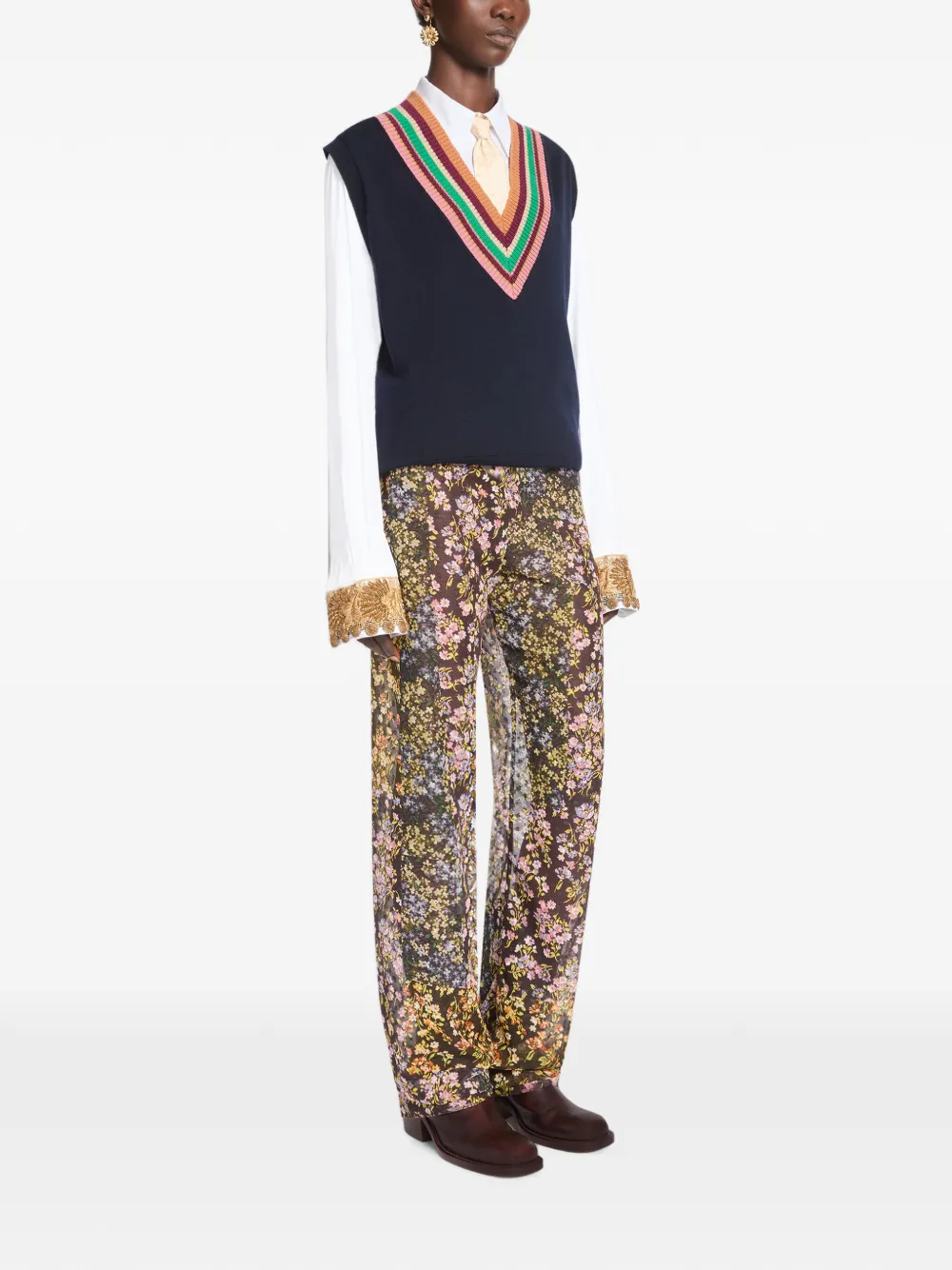 Dries Van Noten Elasticated Jacquard Pants In Multi