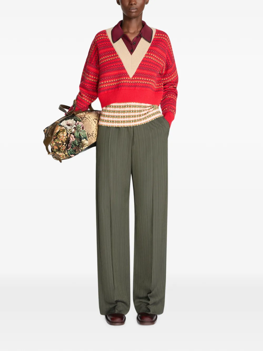 DRIES VAN NOTEN Elastische viscose broek Groen