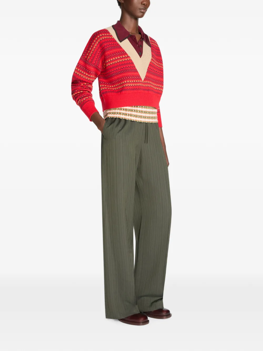 DRIES VAN NOTEN Elastische viscose broek Groen