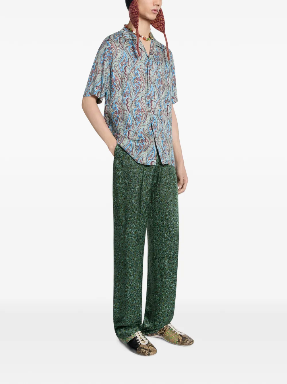 DRIES VAN NOTEN Boxy overhemd met jacquard Blauw