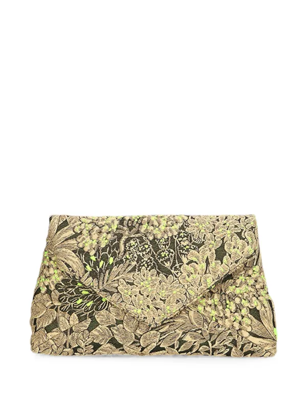Dries Van Noten Jacquard Envelope Bag in Gold