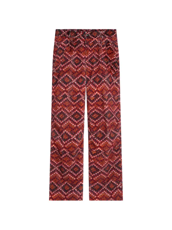 Dries Van Noten Printed Corduroy Pants in Red