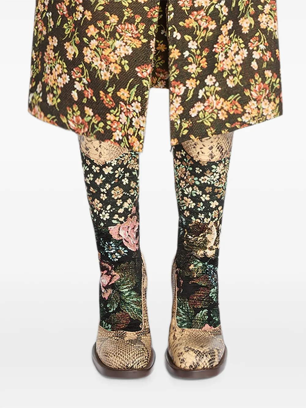 DRIES VAN NOTEN patchwork leather boots Zwart
