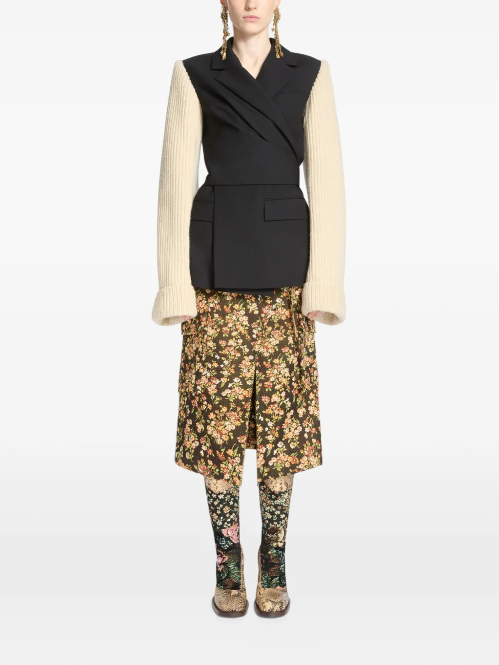 DRIES VAN NOTEN patchwork leather boots Zwart