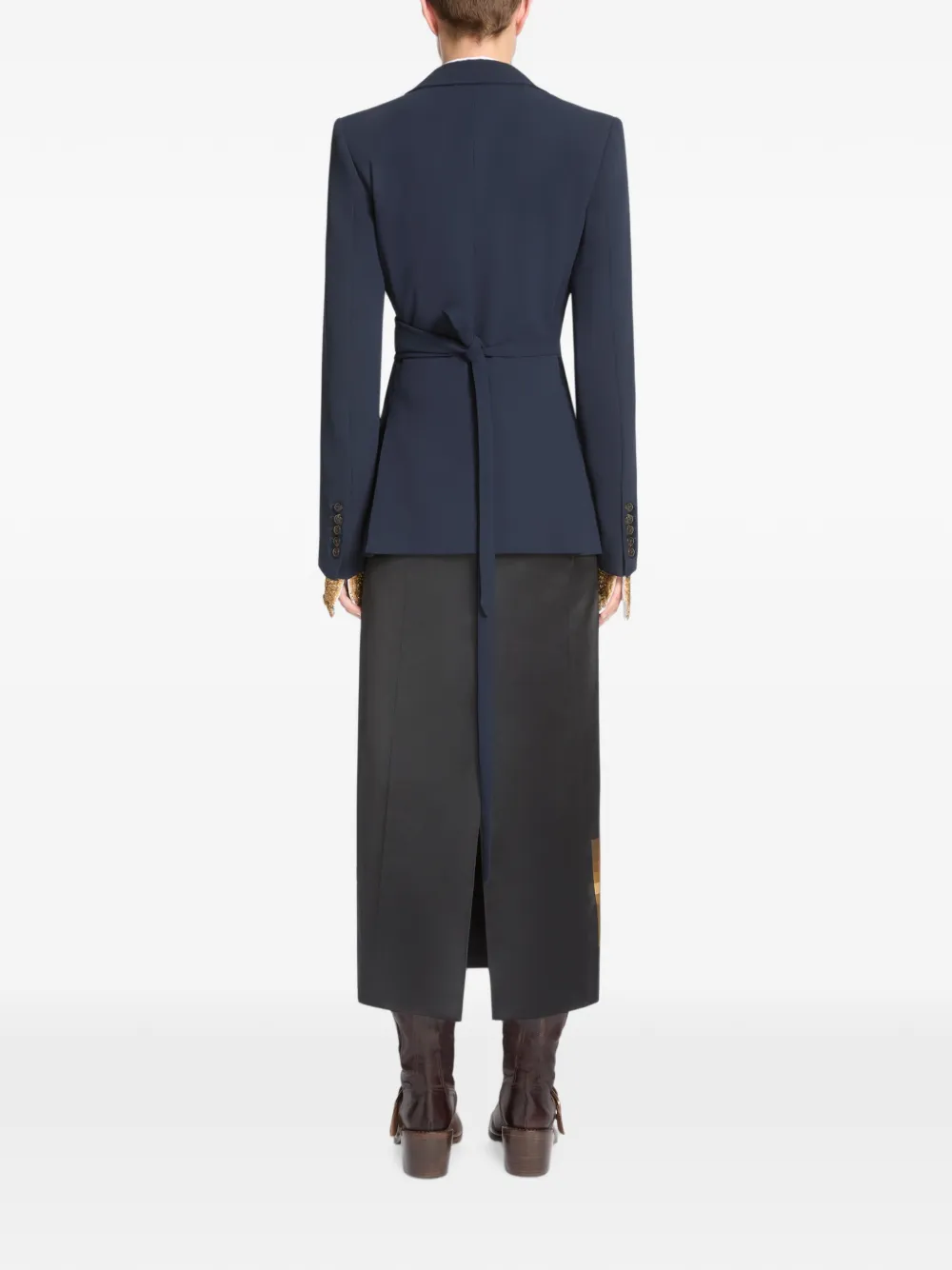 DRIES VAN NOTEN Crêpe blazer met borduurwerk Blauw