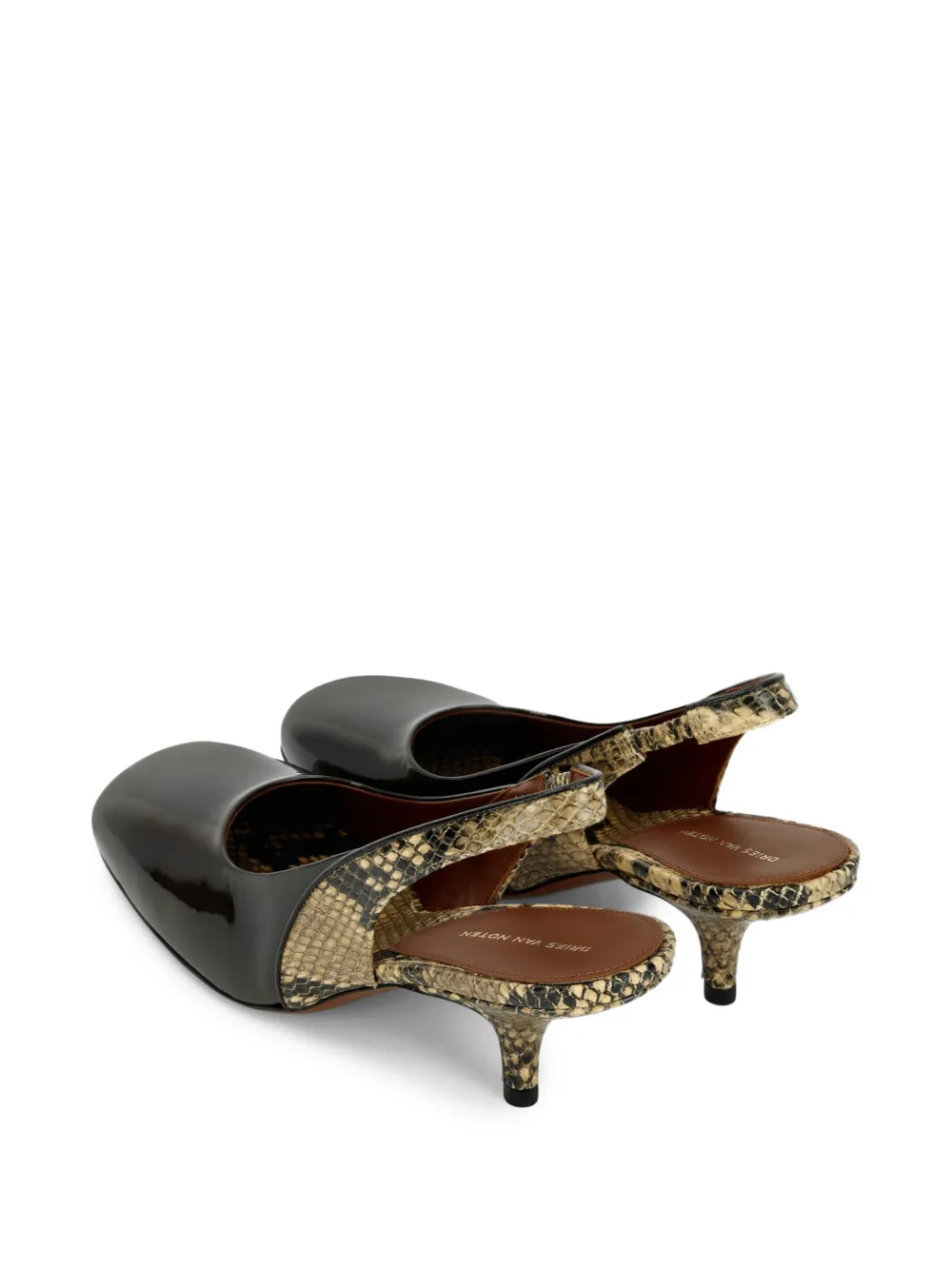DRIES VAN NOTEN Leather Slingback Pumps in Black, view 3
