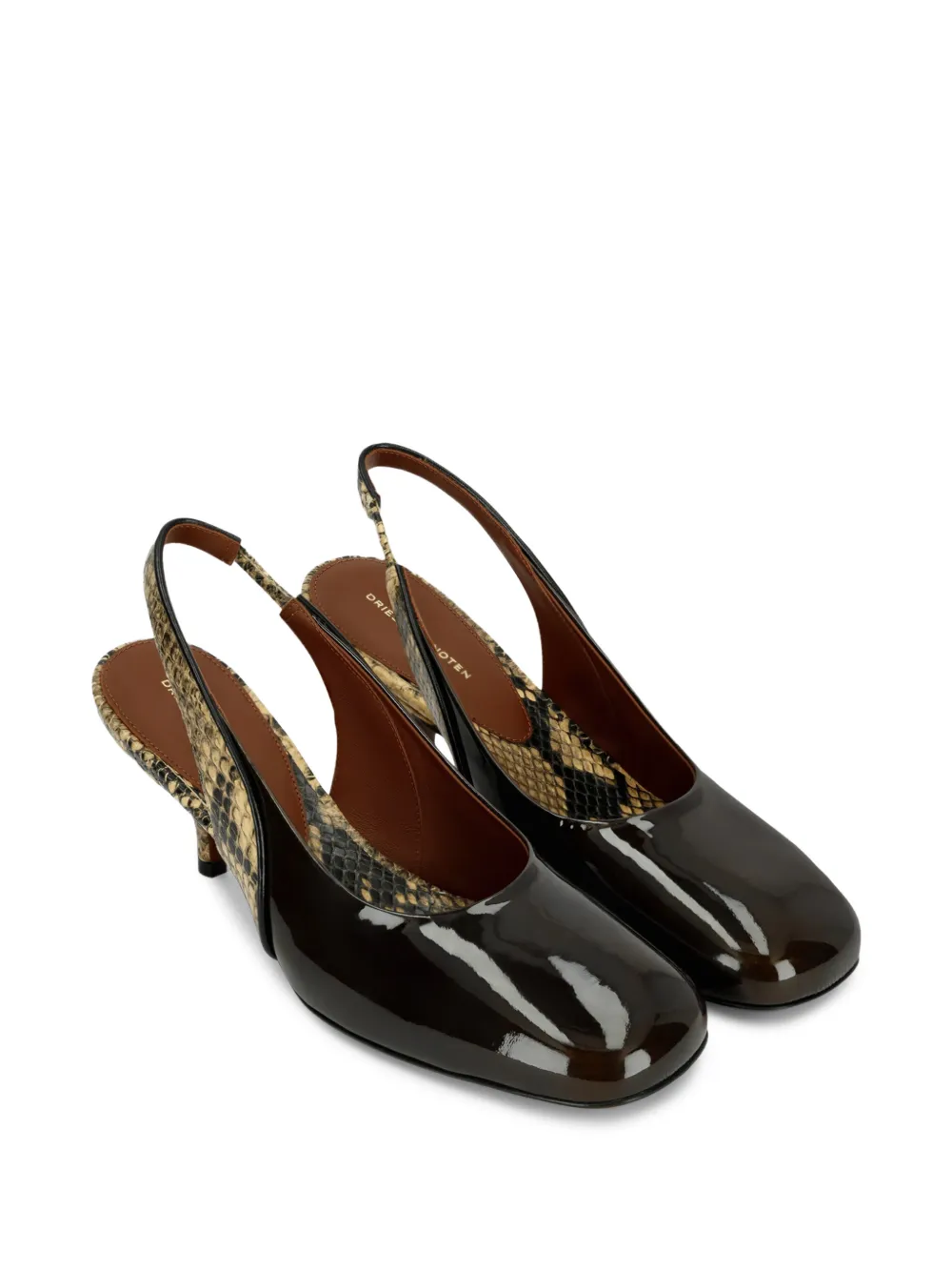 DRIES VAN NOTEN Leather Slingback Pumps in Black, view 2
