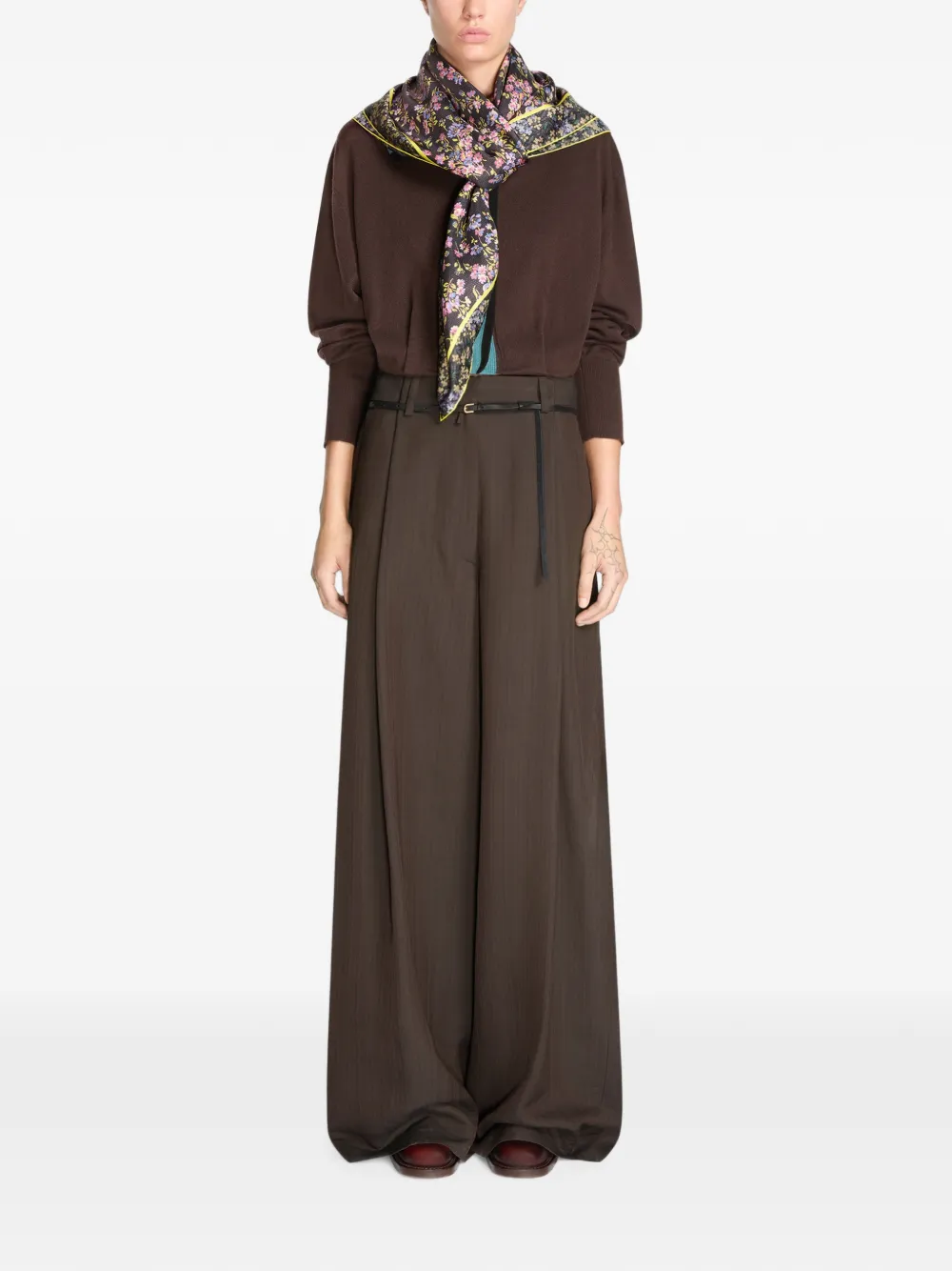 DRIES VAN NOTEN Silk Square Scarf in Black, view 2