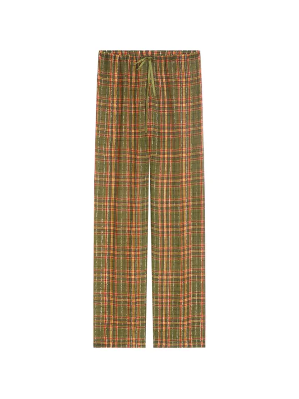 Dries Van Noten Elasticated Lurex Trousers in Green