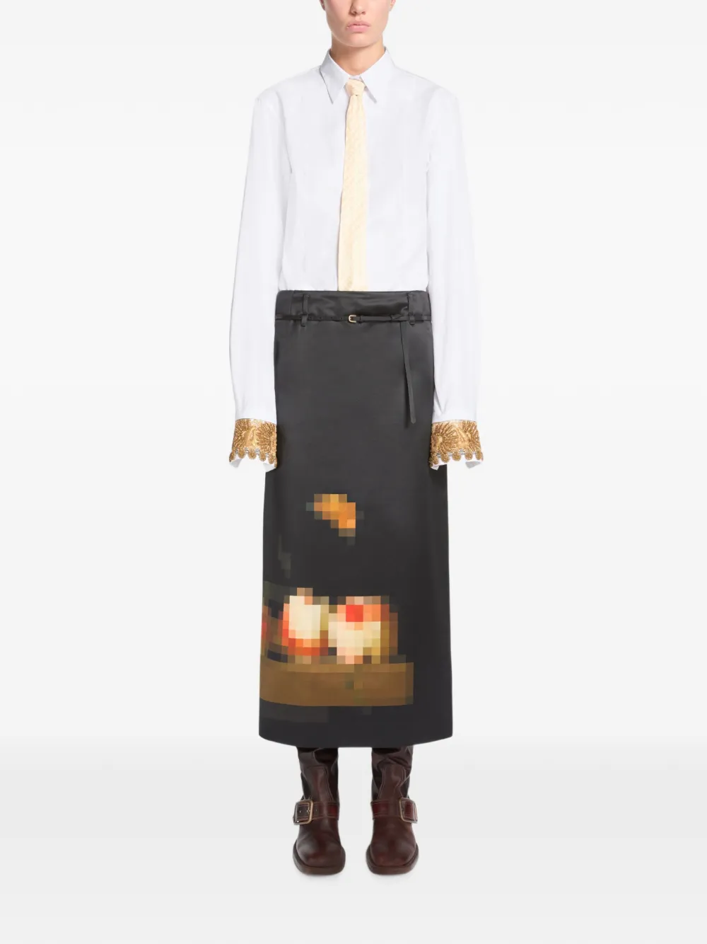 DRIES VAN NOTEN Zijden stropdas Beige
