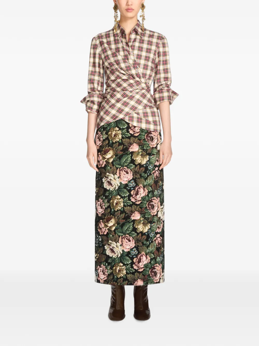 DRIES VAN NOTEN Heeled Leather Boots in Brown, view 4