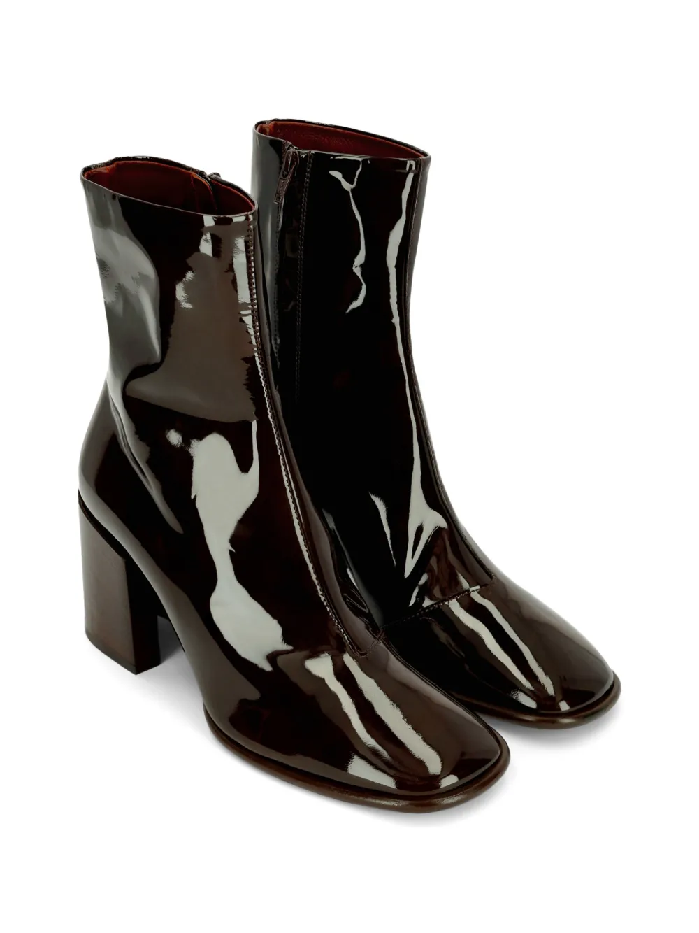 DRIES VAN NOTEN Heeled Leather Boots in Brown, view 2
