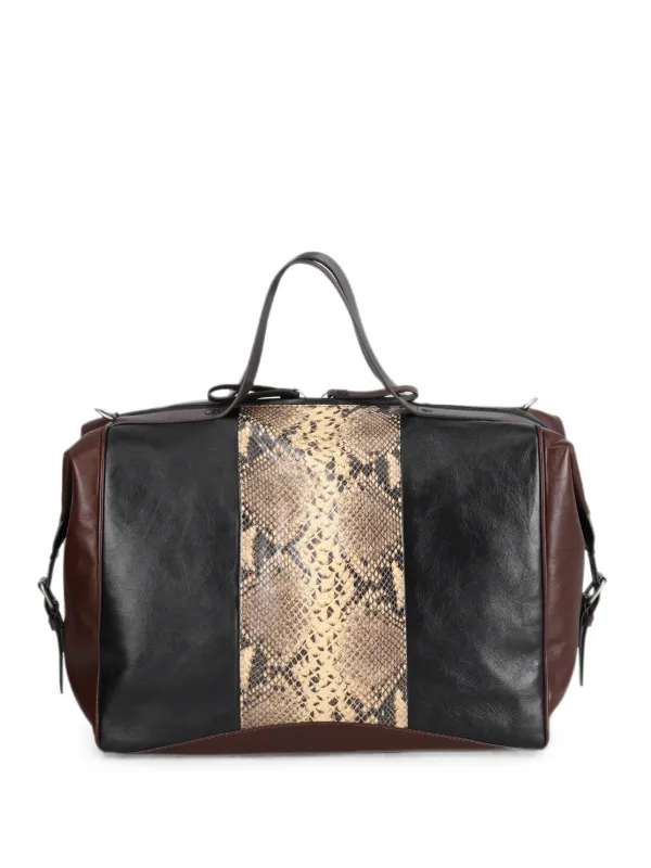Dries Van Noten Leather Weekend Bag in Black