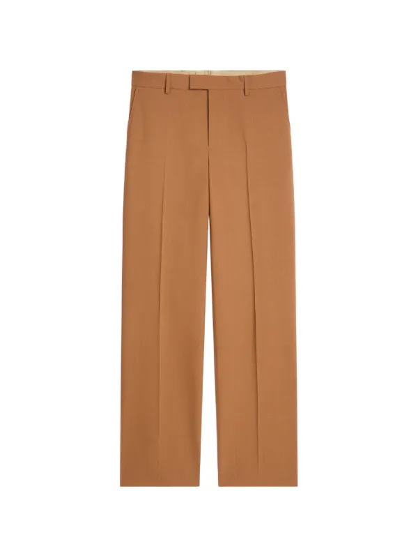 Dries Van Noten Long Straight-leg Wool Trousers in Orange