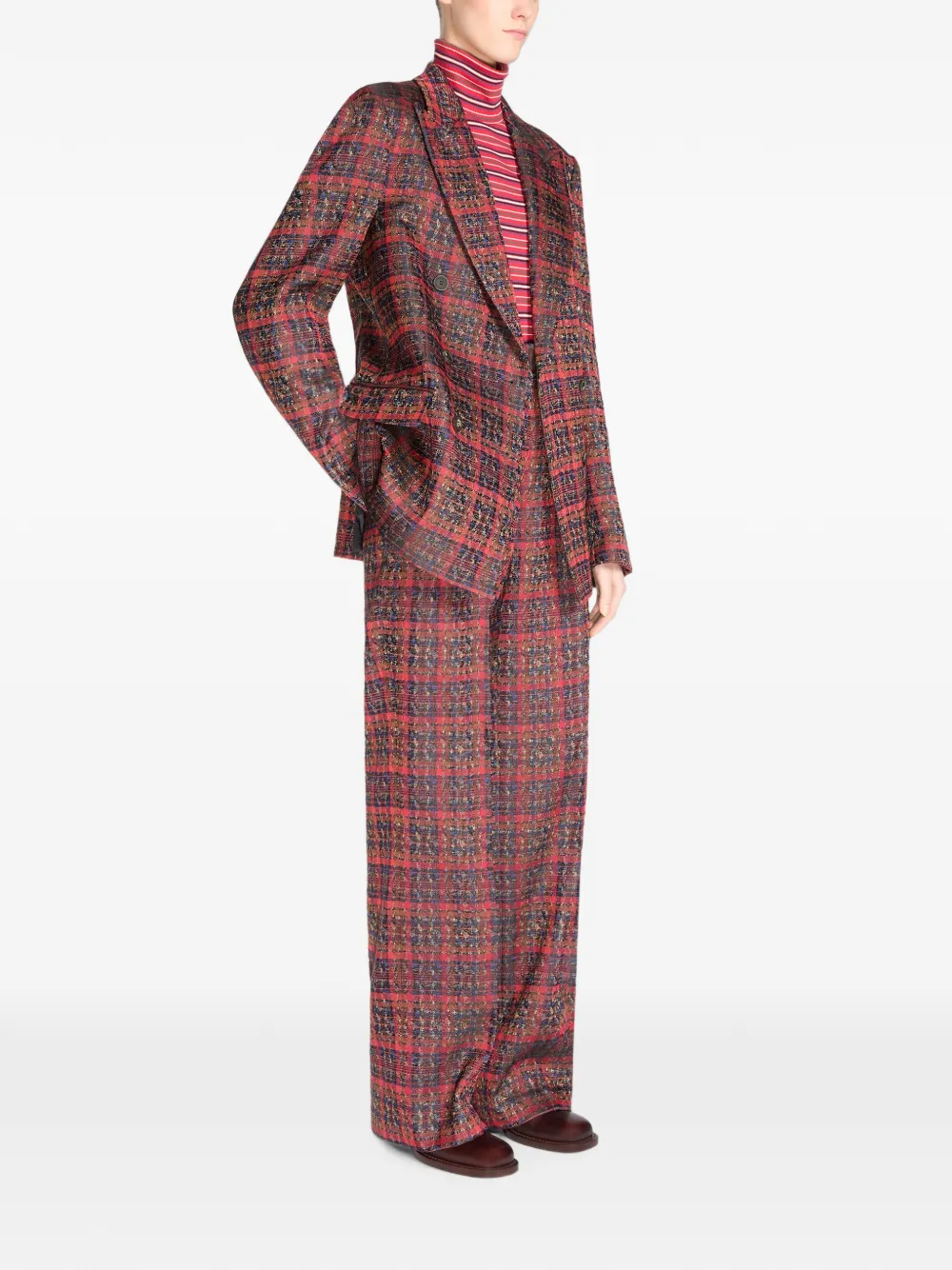 Dries Van Noten Double-breasted Jacquard Blazer In Multi