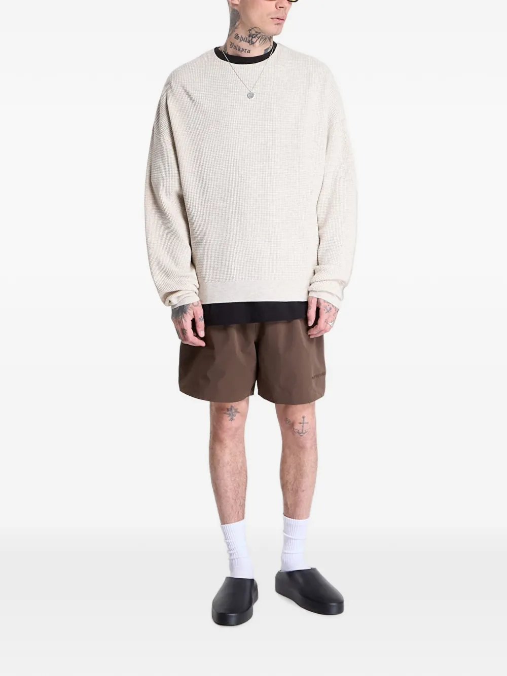 FEAR OF GOD ESSENTIALS 90s gebreide trui met wafel-patroon Beige