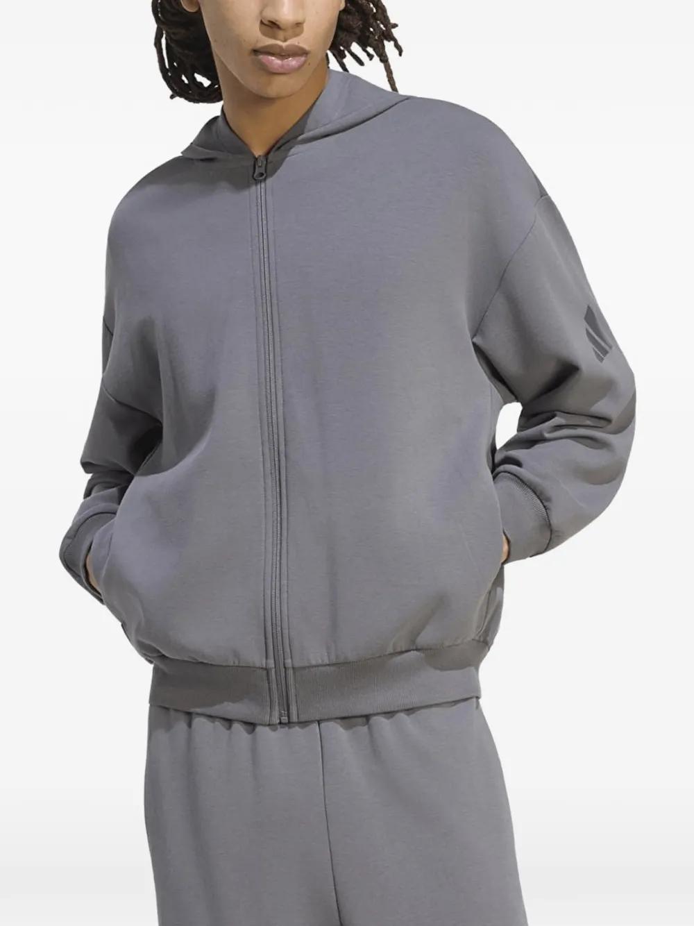 adidas relaxed-fit zip-up hoodie Grijs