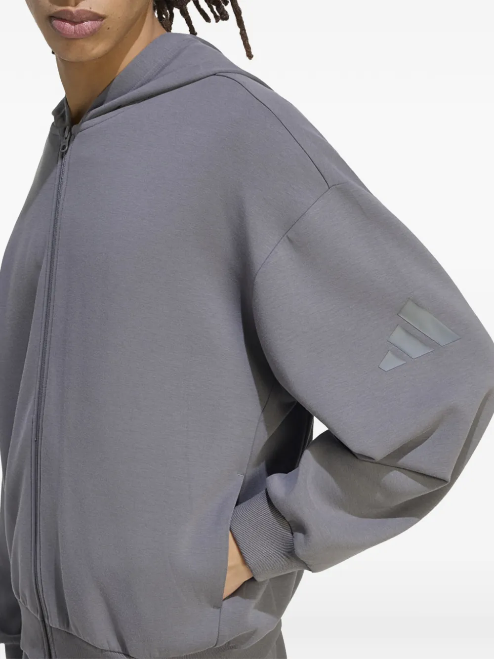 adidas relaxed-fit zip-up hoodie Grijs