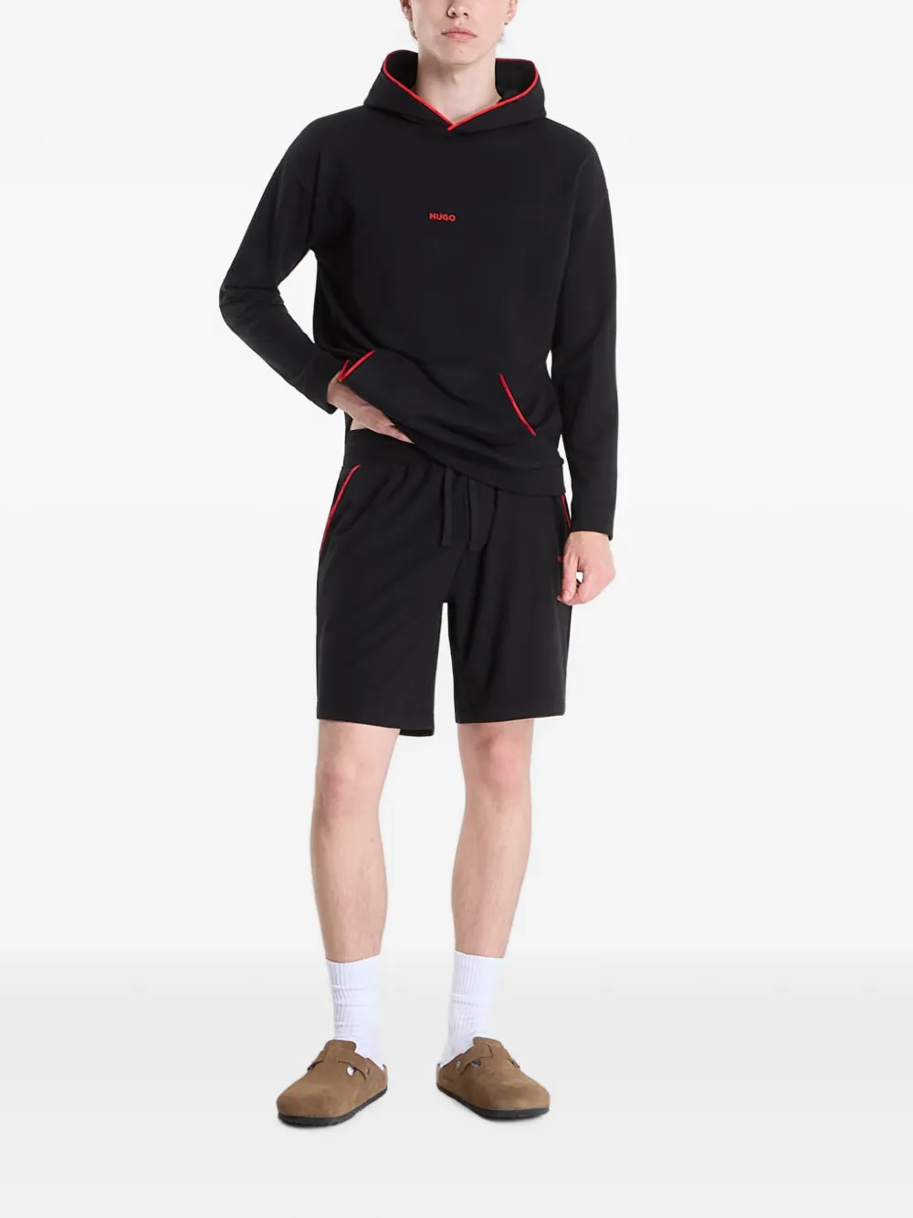 HUGO Hoodie met logoprint Zwart