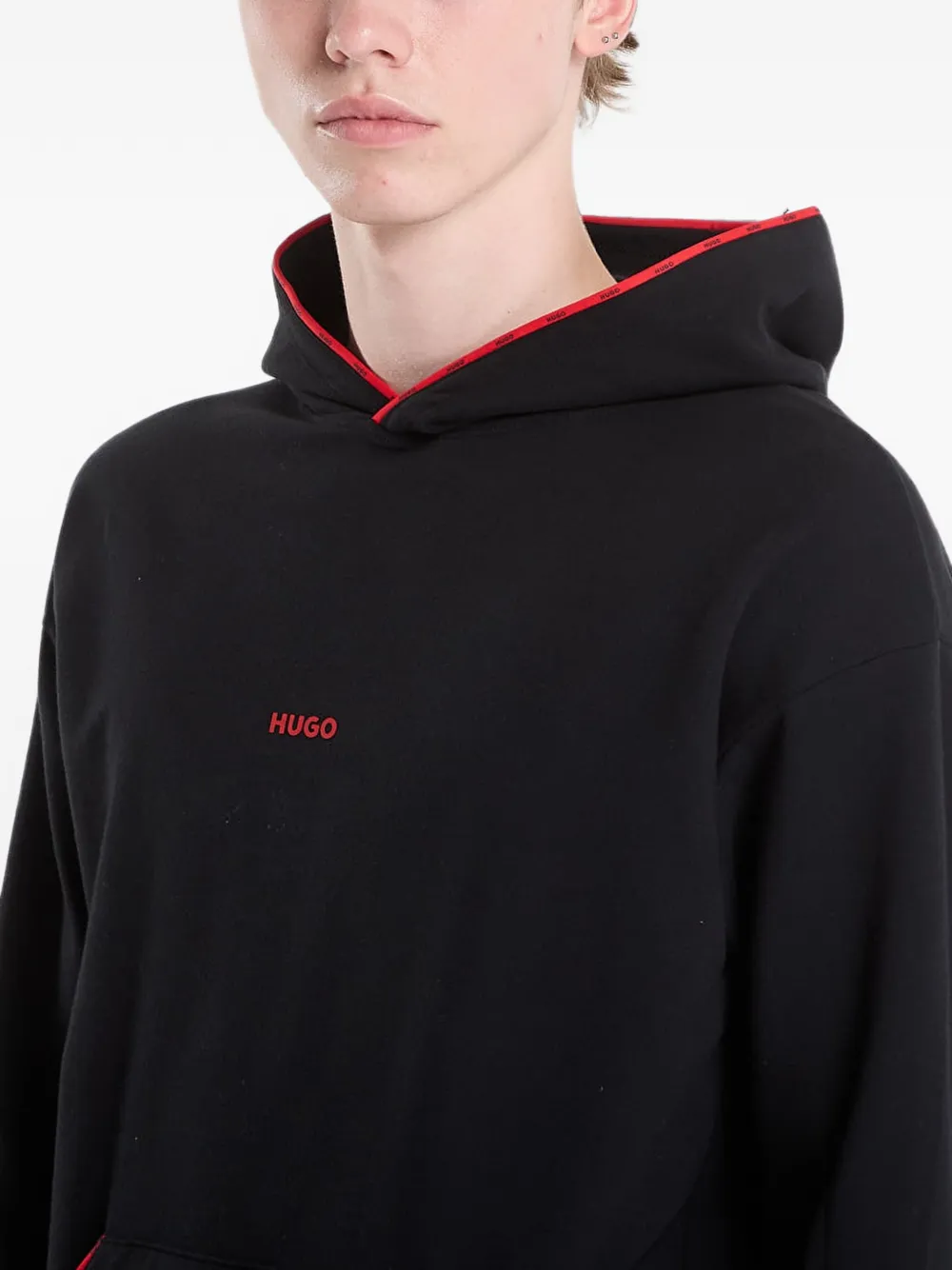 HUGO Hoodie met logoprint Zwart