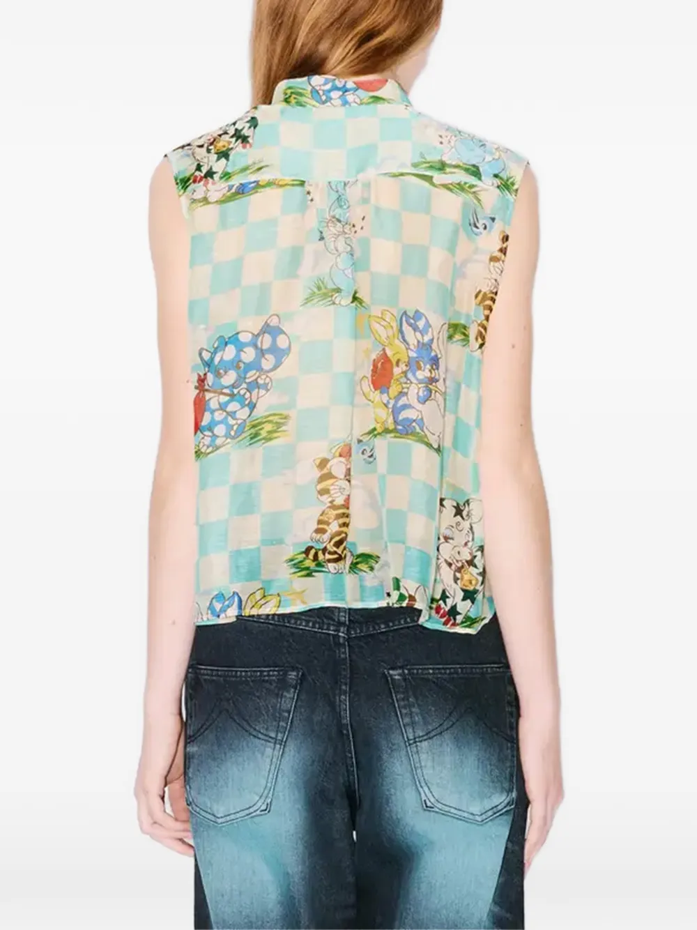Kenzo Geruite top met veters Groen
