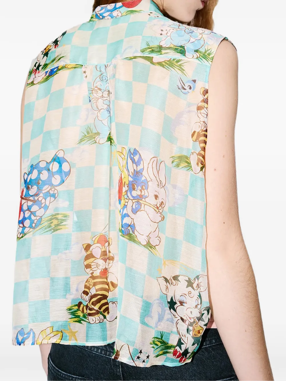 Kenzo Geruite top met veters Groen