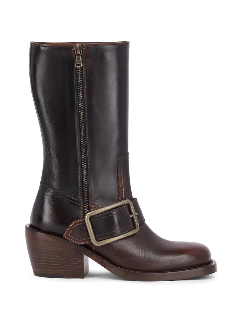 DRIES VAN NOTEN buckled leather boots Bruin