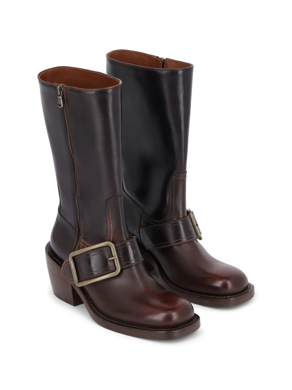 DRIES VAN NOTEN buckled leather boots Bruin