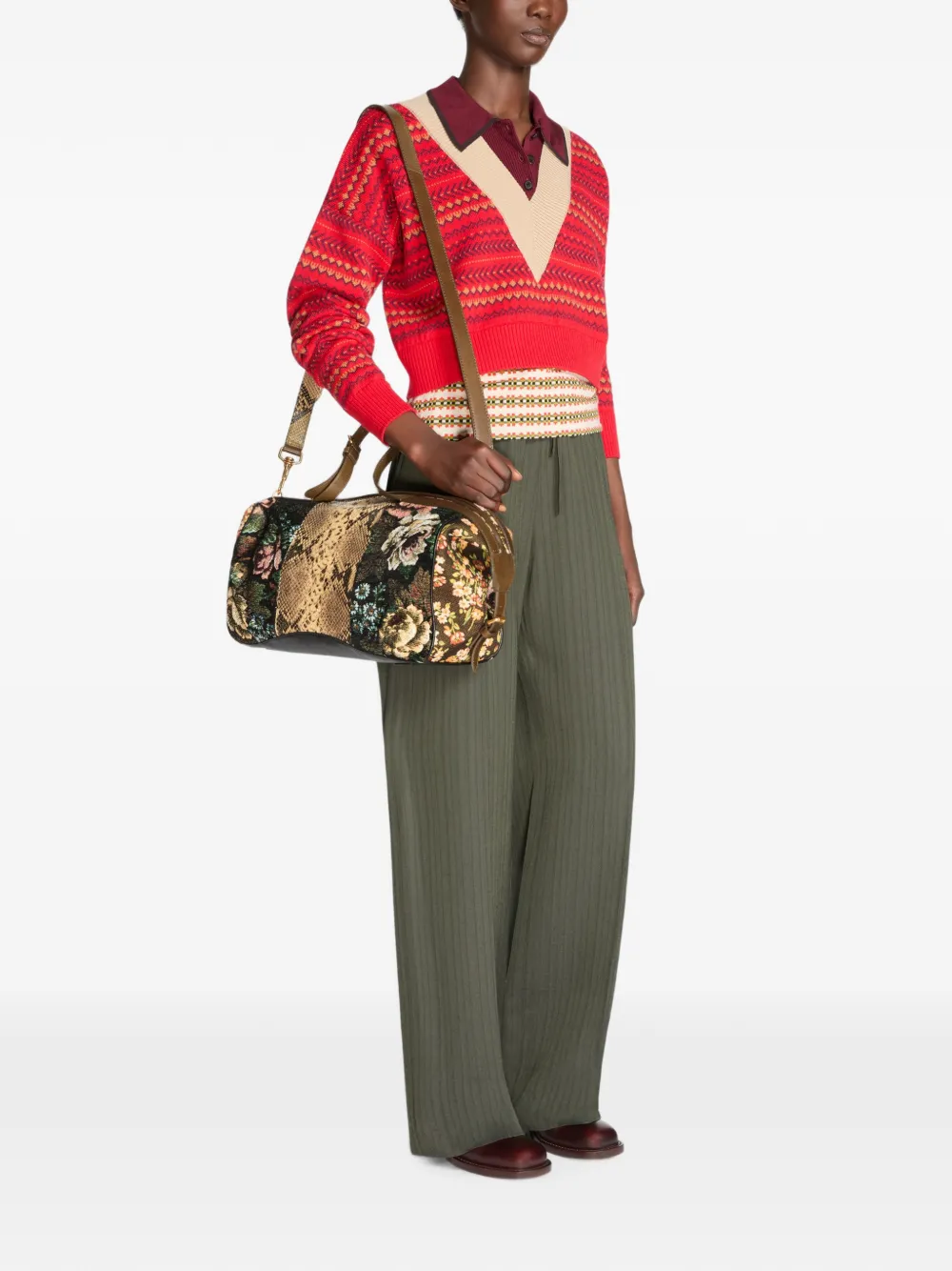 DRIES VAN NOTEN Floral East-west Bag in Black, view 2