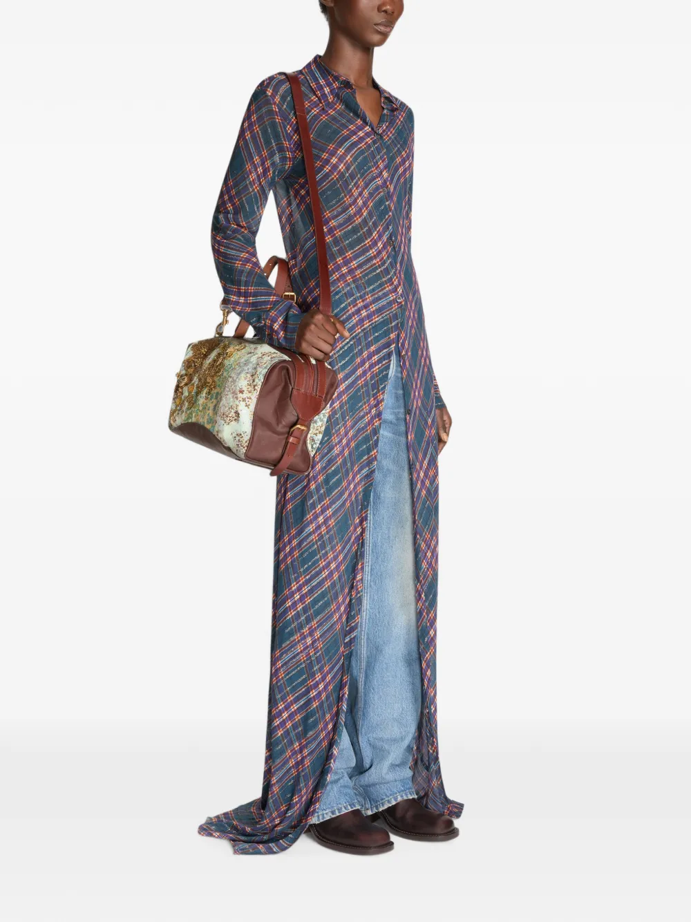 DRIES VAN NOTEN Embroidered East-west Bag in Neutrals, view 2