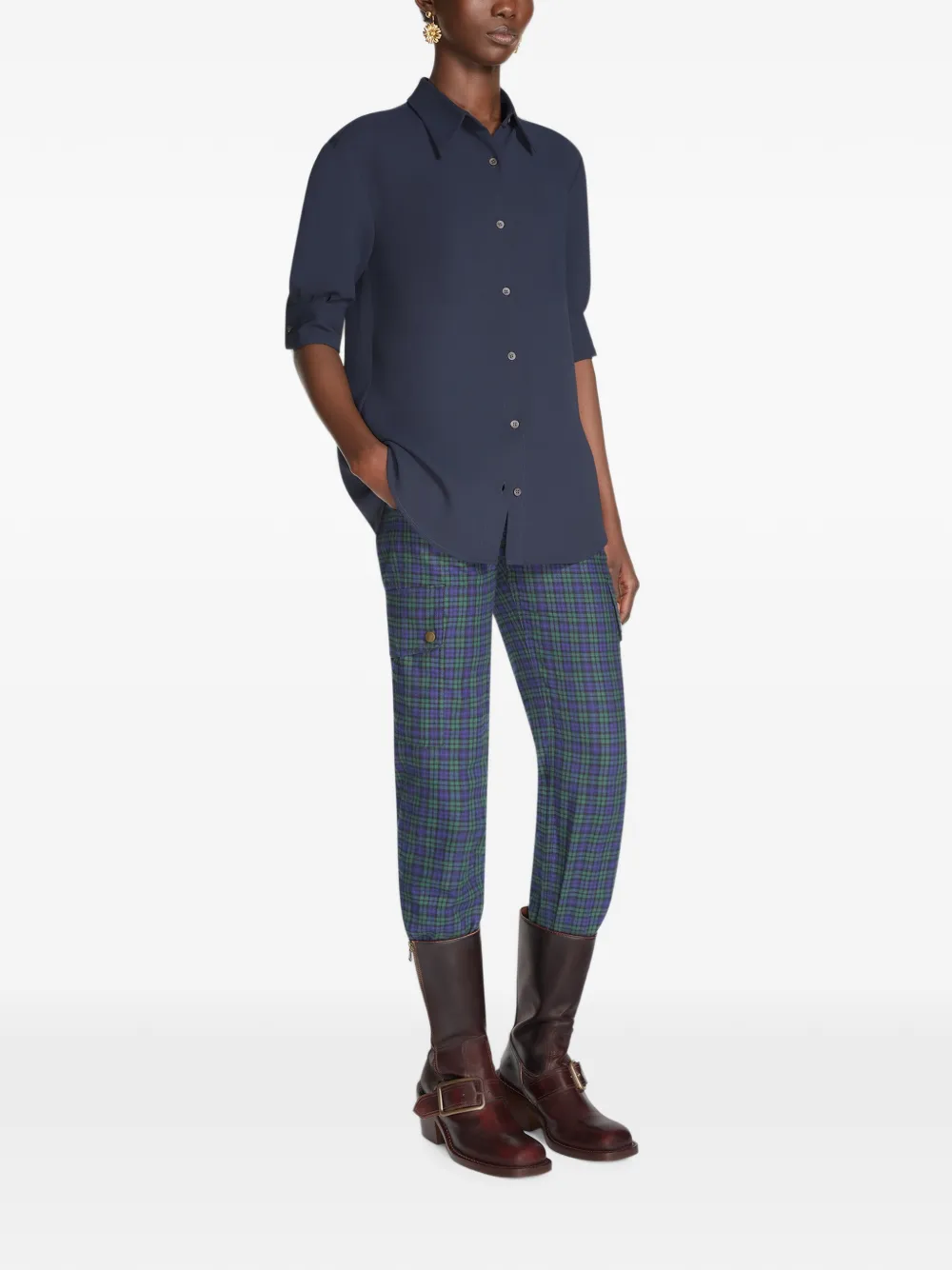 DRIES VAN NOTEN cuffed crepe shirt Blauw