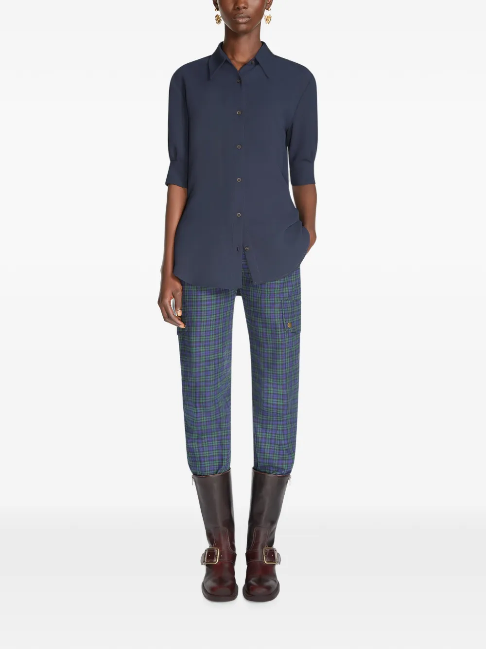 DRIES VAN NOTEN cuffed crepe shirt Blauw