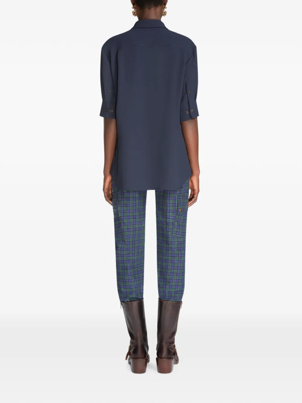 DRIES VAN NOTEN cuffed crepe shirt Blauw