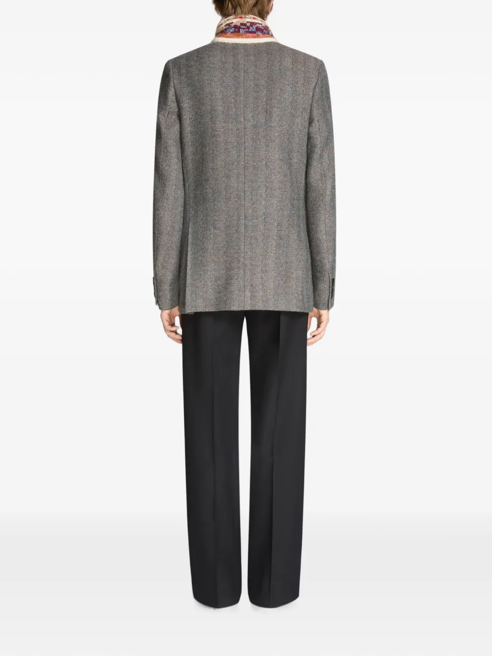 DRIES VAN NOTEN Wollen blazer met dubbele rij knopen Grijs