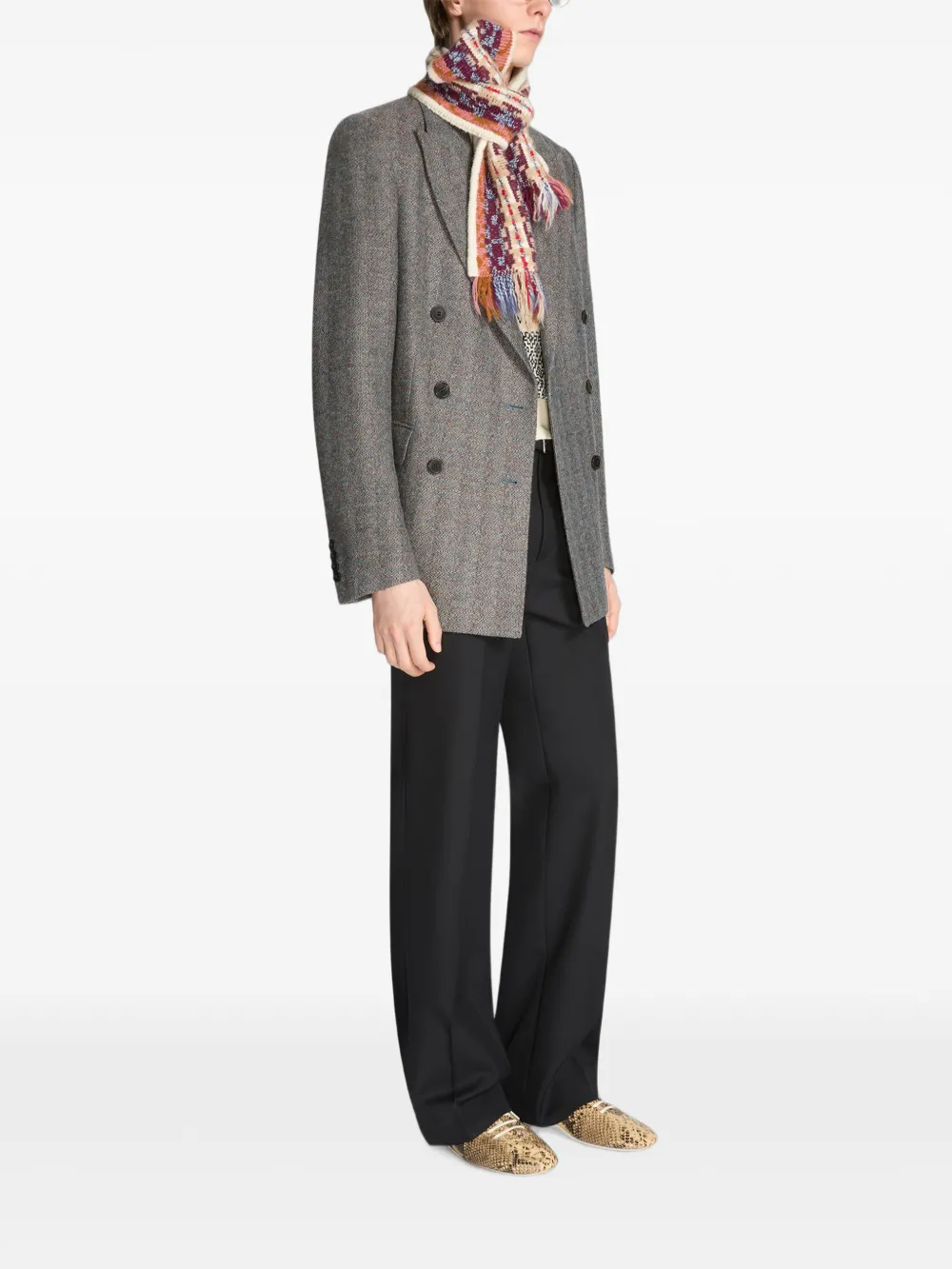 DRIES VAN NOTEN Wollen blazer met dubbele rij knopen Grijs