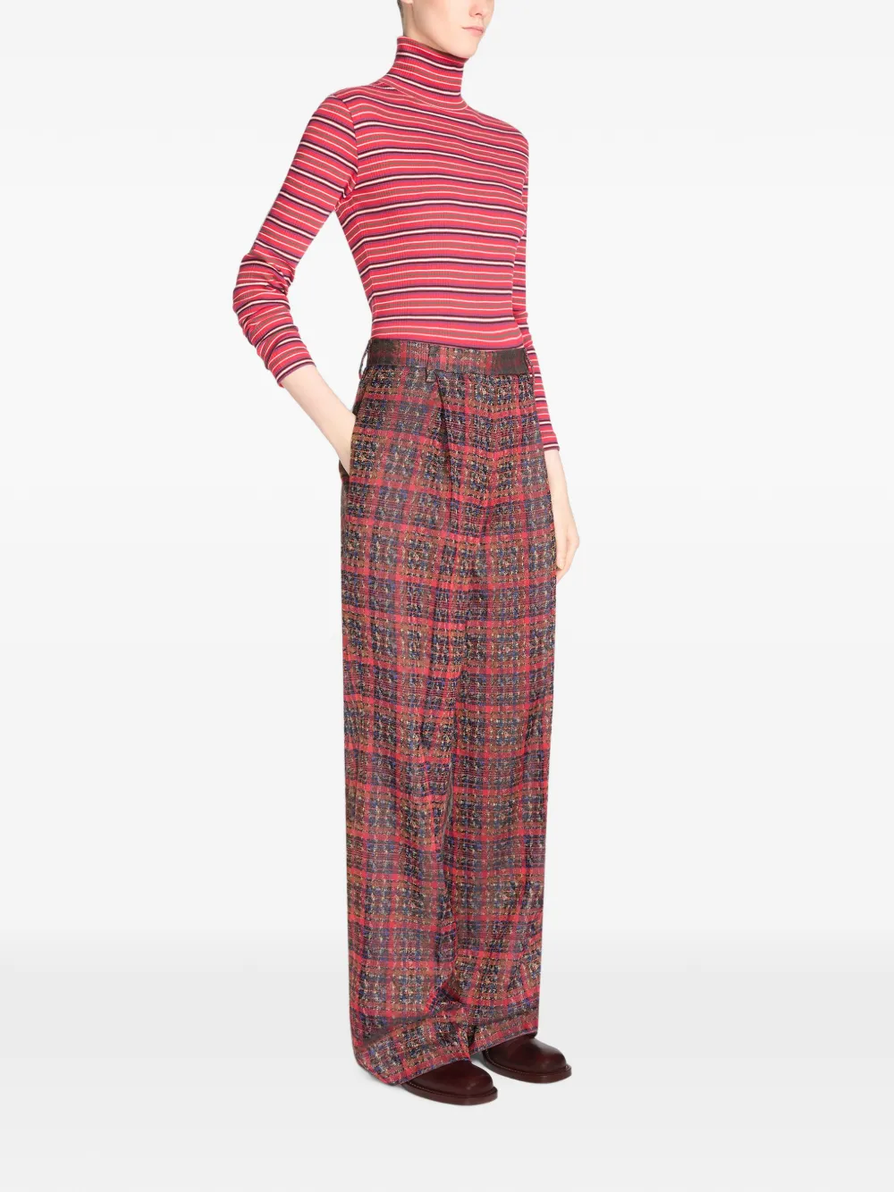 DRIES VAN NOTEN Pantalon met jacquard Rood