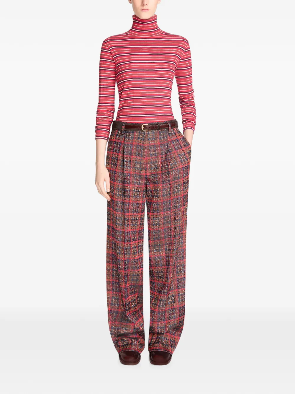 DRIES VAN NOTEN Pantalon met jacquard Rood