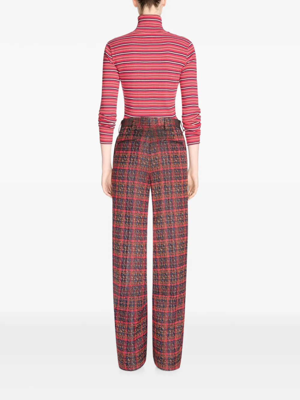 DRIES VAN NOTEN Pantalon met jacquard Rood