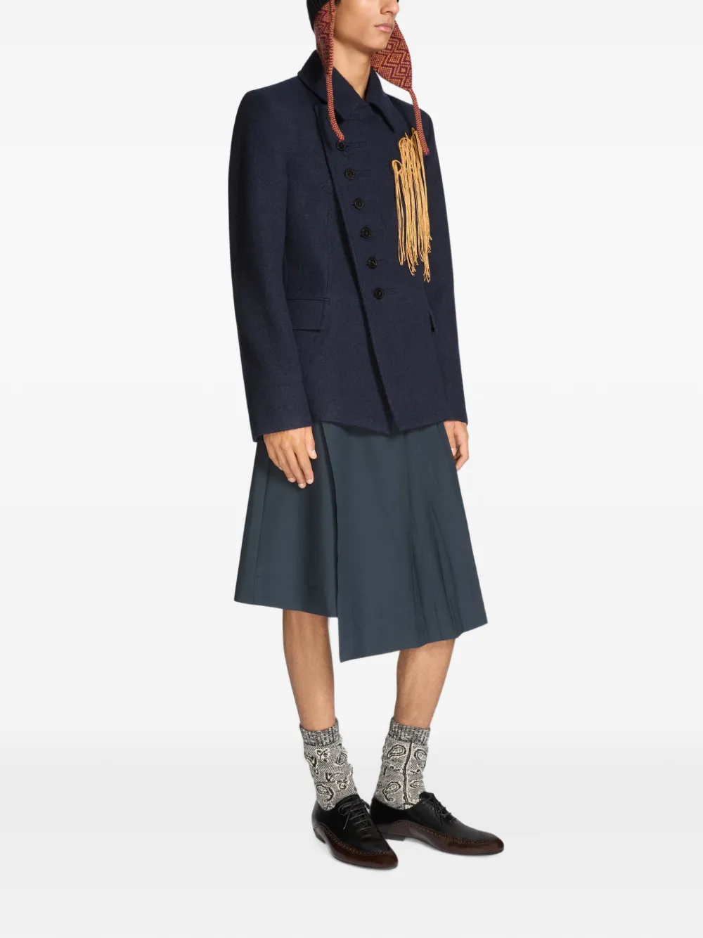 DRIES VAN NOTEN Wollen blazer met borduurwerk Blauw