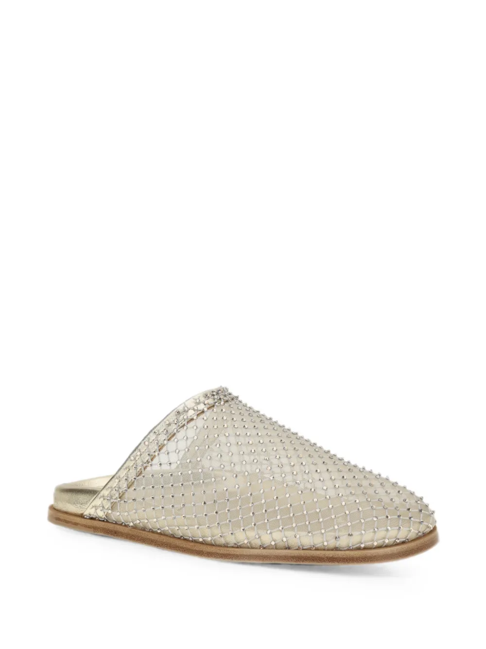 Forte rhinestone-embellished mesh mules Goud