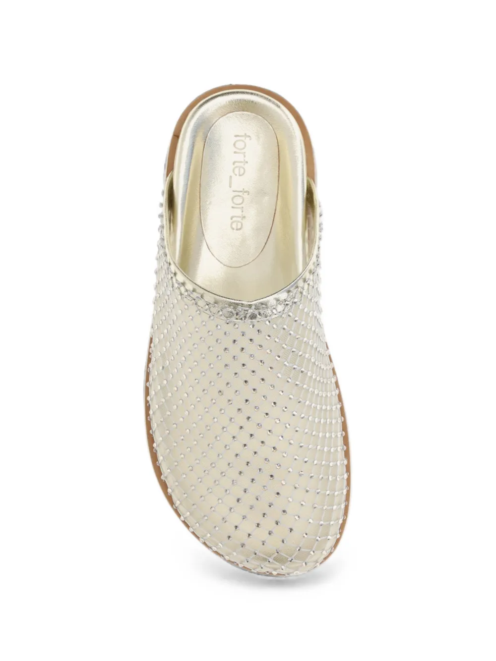 Forte rhinestone-embellished mesh mules Goud