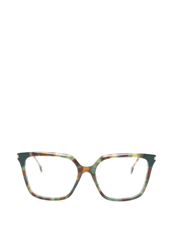 Carolina Herrera Tortoiseshell-effect Square-frame Glasses in Gold