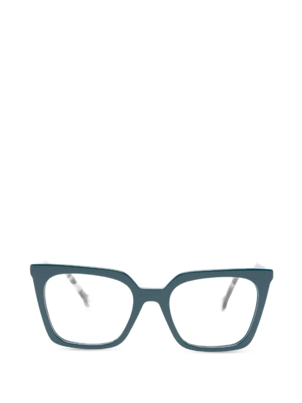Carolina Herrera Tortoiseshell-effect Logo-plaque Glasses in Blue